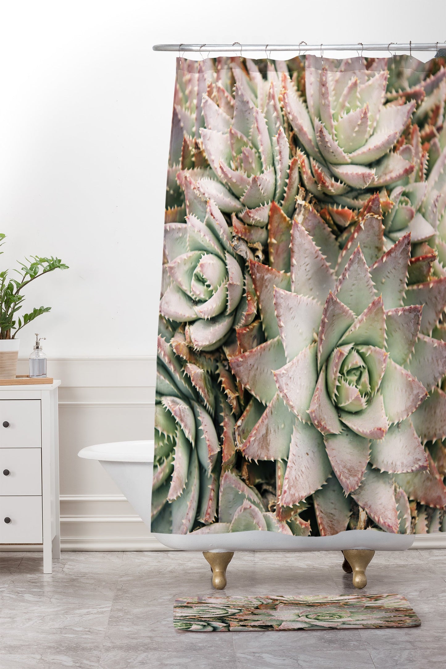 Bree Madden Succulent Shower Curtain And Mat