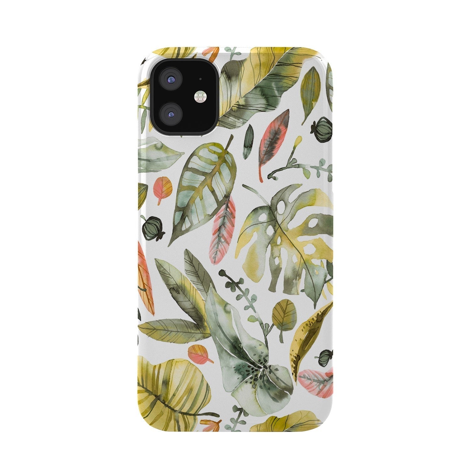 Ninola Design Botanic Retreat Tropical Jungle Leaves Botanical Green Orange Phone Case