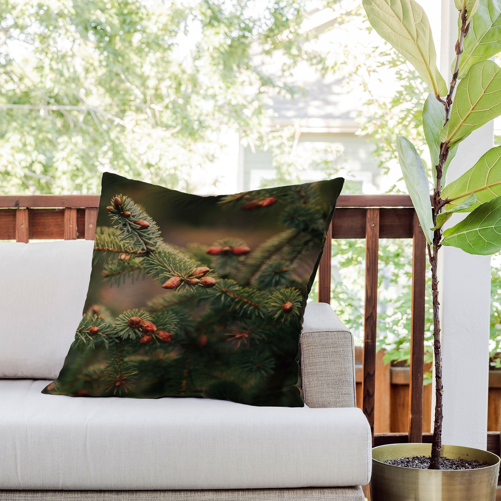 Hannah Kemp Spruce Tips Outdoor Throw Pillow