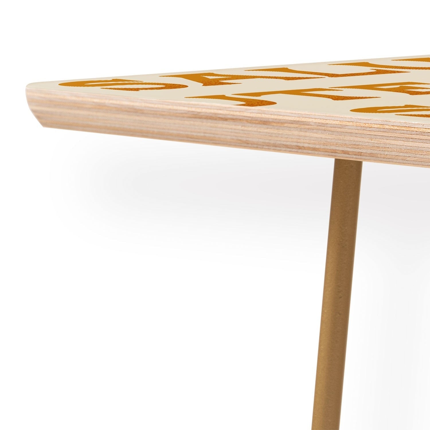 Jessica Molina Salute Gold Pattern on Cream Coffee Table
