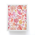 Ninola Design Botanic Retreat Coral Reef Crab Lobster Red Framed Mini Art Print
