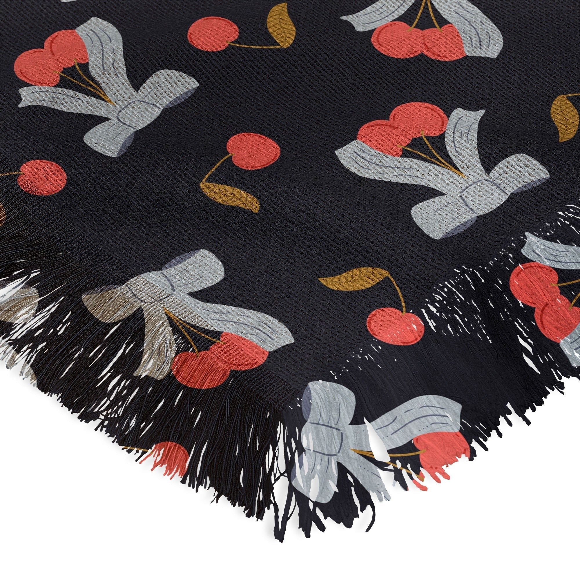 Jennifer Labre Cherries and Bows Throw Blanket