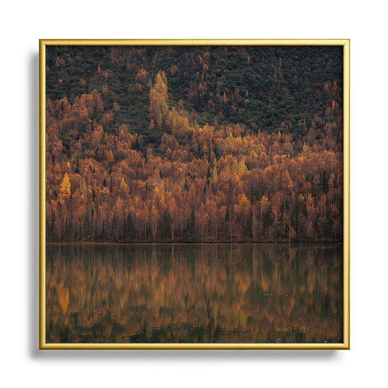 Hannah Kemp Fall Lake Square Metal Framed Art Print