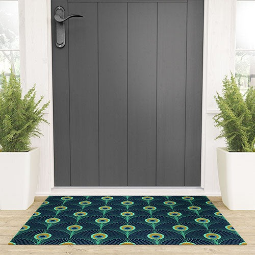 Design by Spark Peacock Deco Feathers Welcome Mat