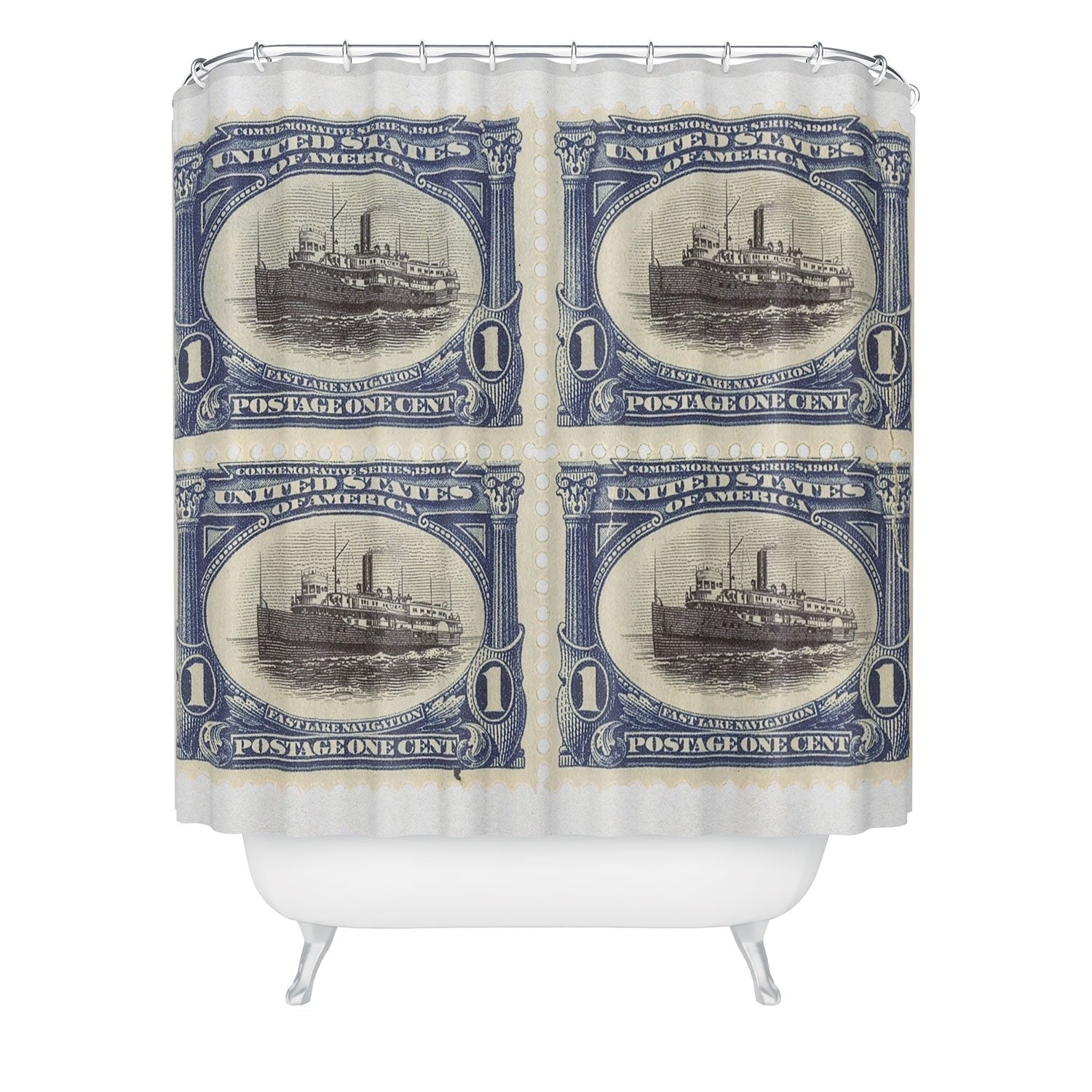 DENY Designs 1901 1c Fast Lake Navigation Stamps Shower Curtain