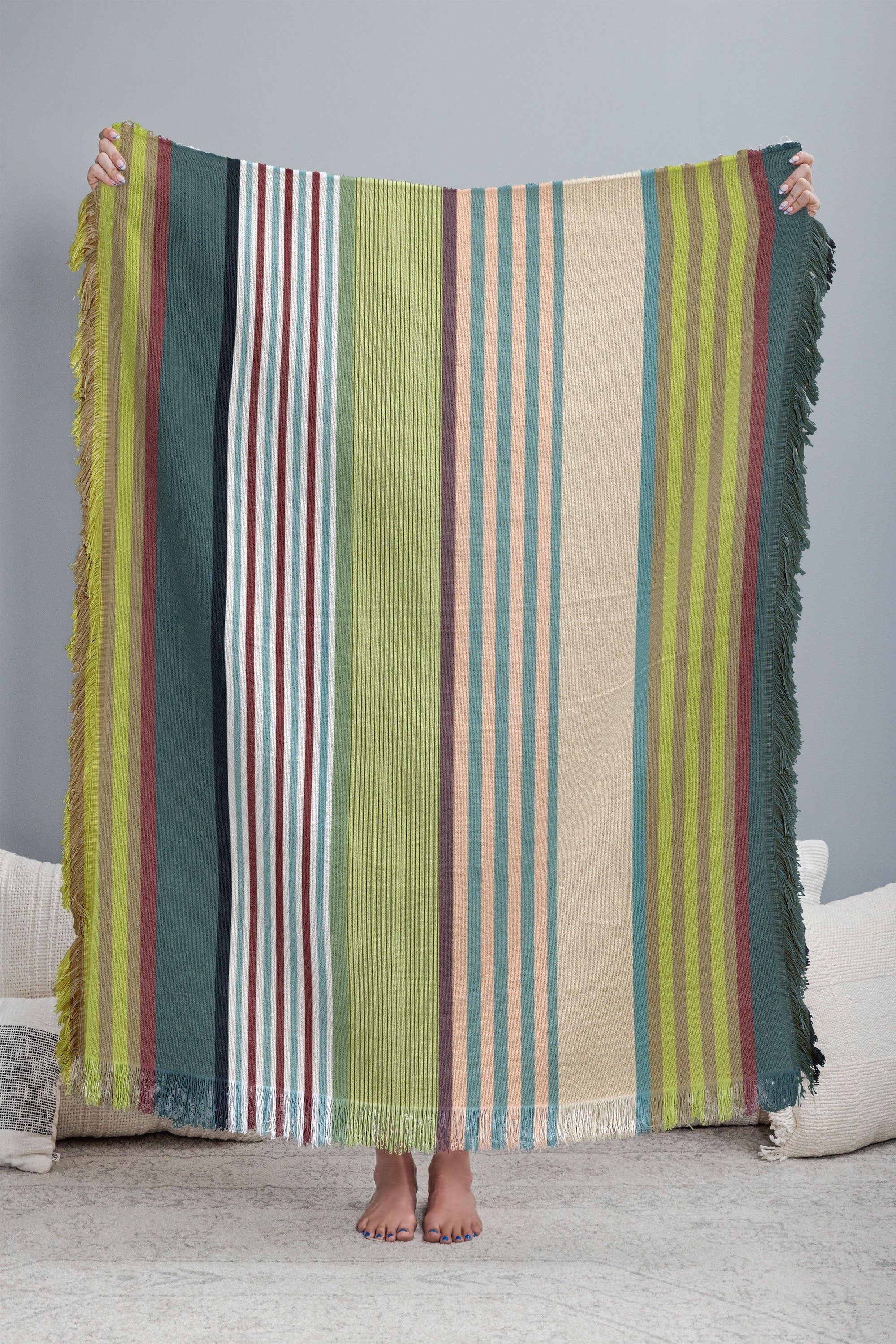 Marta Barragan Camarasa Colorful Stripe Delight Throw Blanket