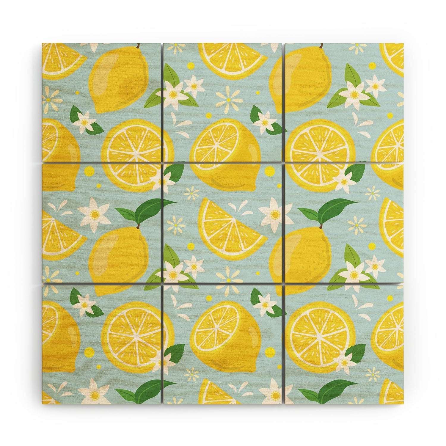 Design by Spark Lemony Fresh Florals Wood Wall Mural