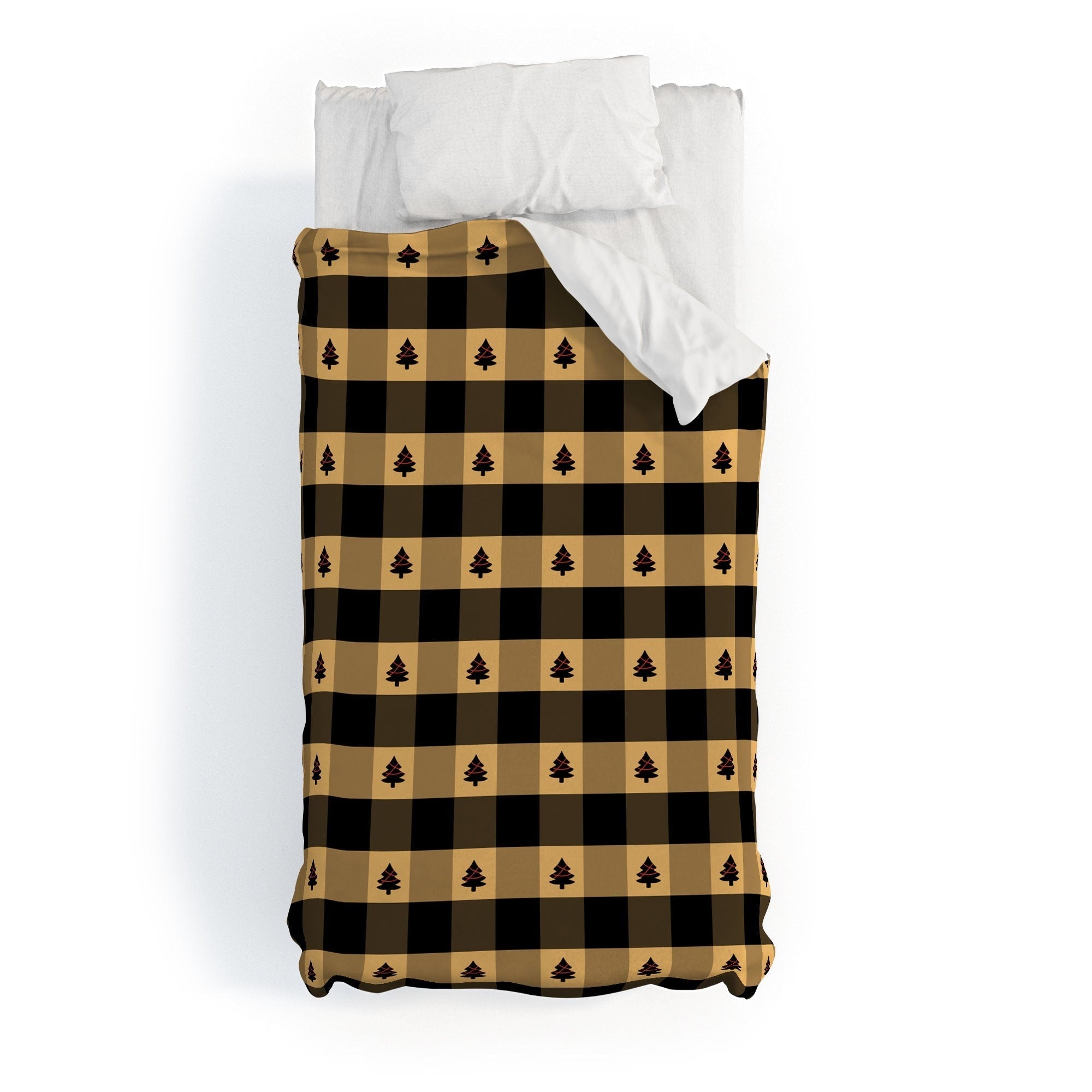 Design by Spark Black Gold Tree Tree Gingham Duvet Cover