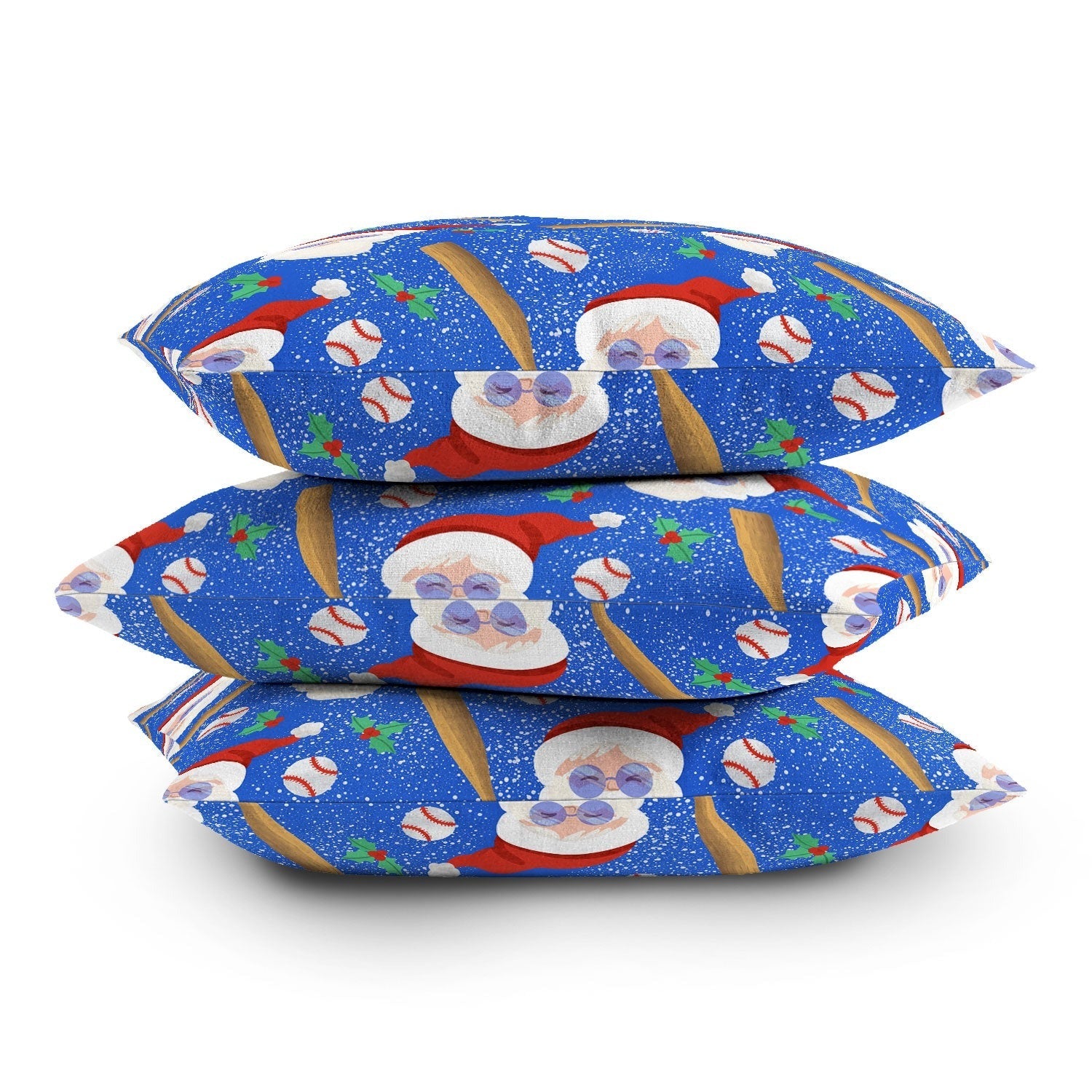 Design by Spark Sporty Baseball Santa Outdoor Throw Pillow