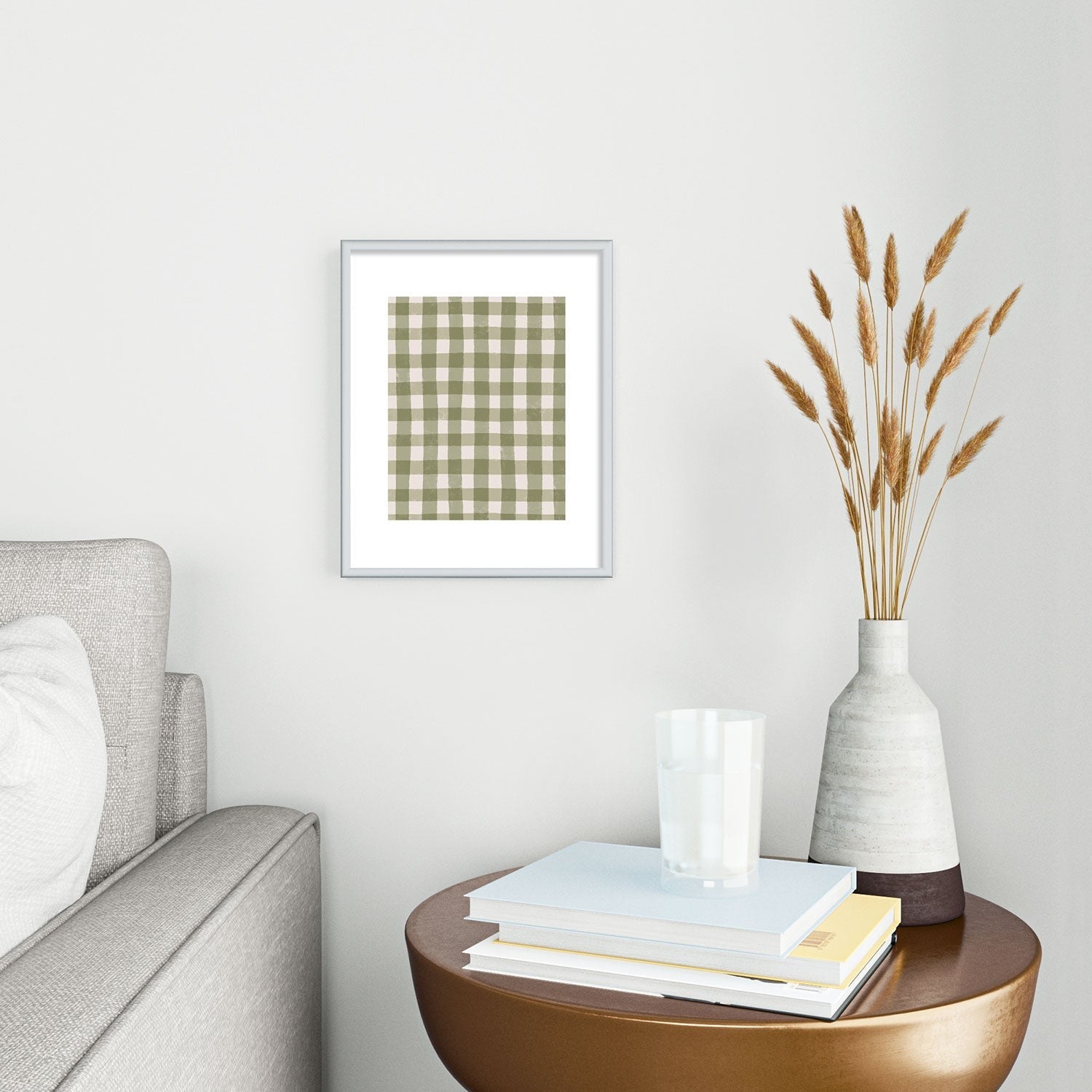 Menina Lisboa Rustic Green Plaid Metal Framed Art Print