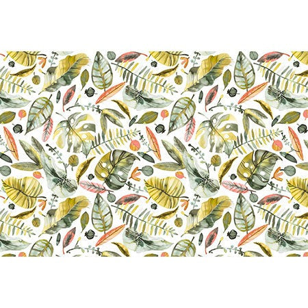 Ninola Design Botanic Retreat Tropical Jungle Leaves Botanical Green Orange Wall Mural