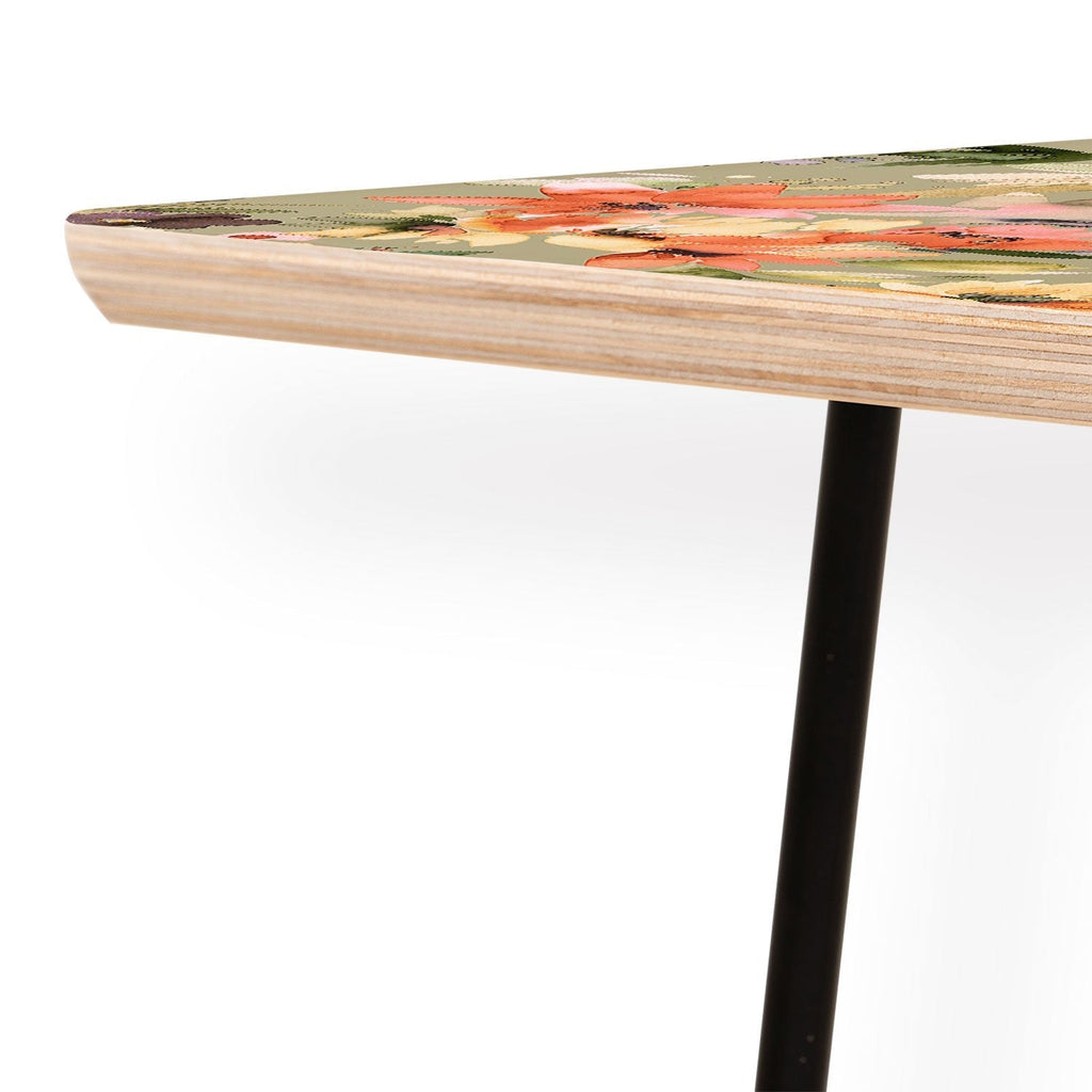 Ninola Design Botanic Retreat Painterly Tropical Flowers Sage Green Coffee Table