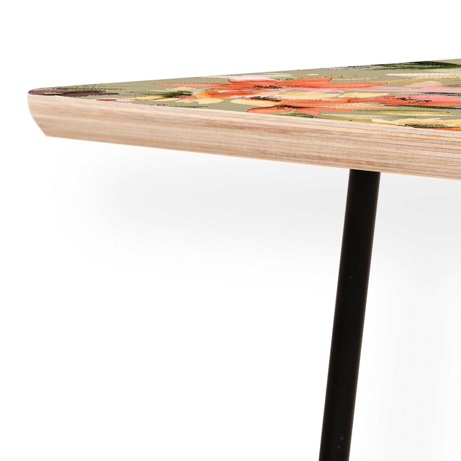 Ninola Design Botanic Retreat Painterly Tropical Flowers Sage Green Coffee Table