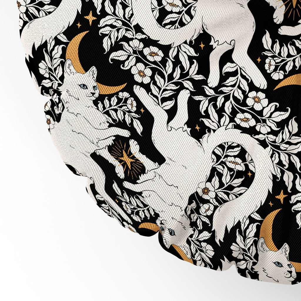 Avenie Celestial Cats Gold Floor Pillow Round