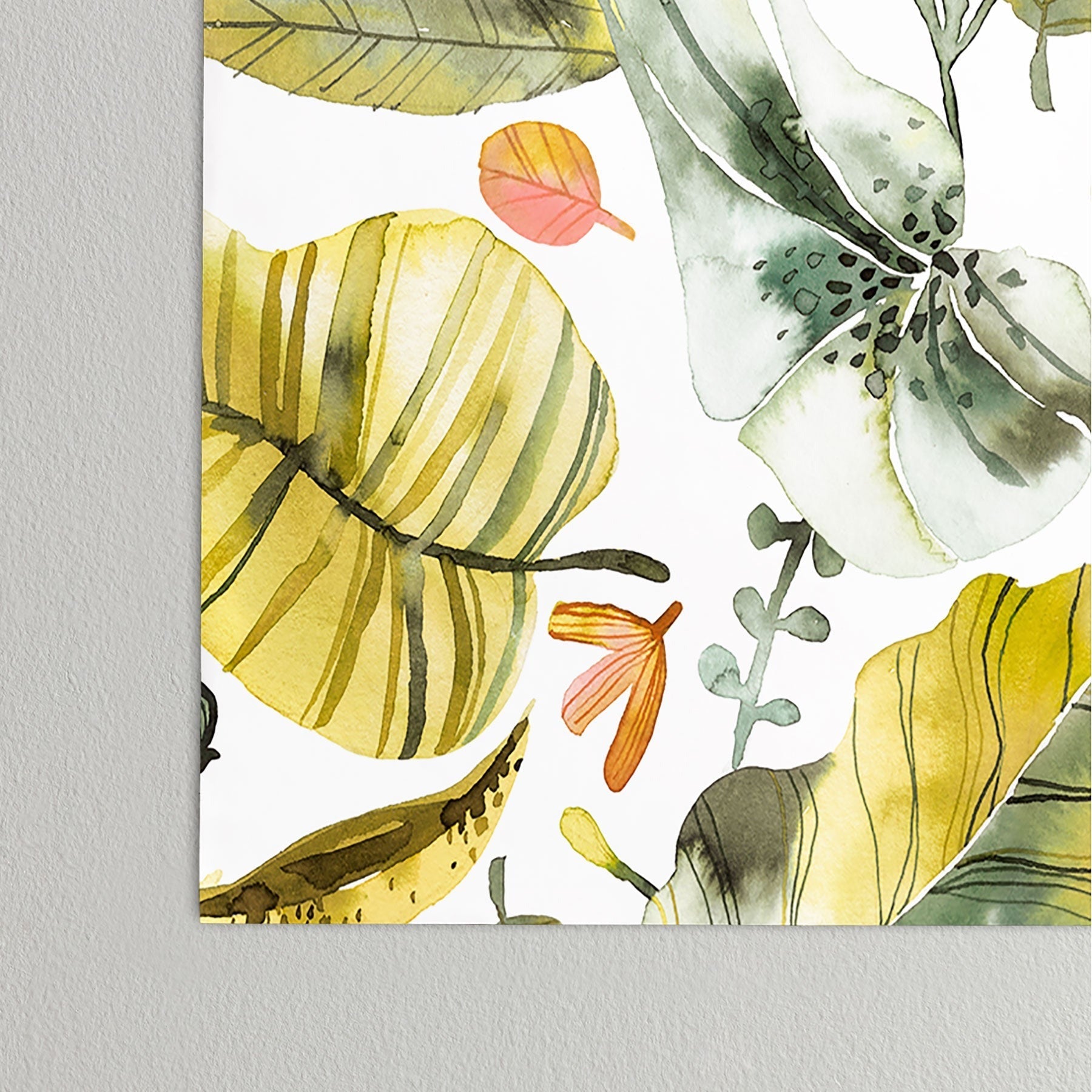 Ninola Design Botanic Retreat Tropical Jungle Leaves Botanical Green Orange Poster