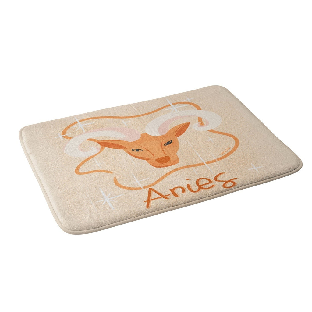 Little Om Zodiac Signs Aries Memory Foam Bath Mat