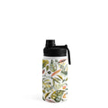 Ninola Design Botanic Retreat Tropical Jungle Leaves Botanical Green Orange Water Bottle
