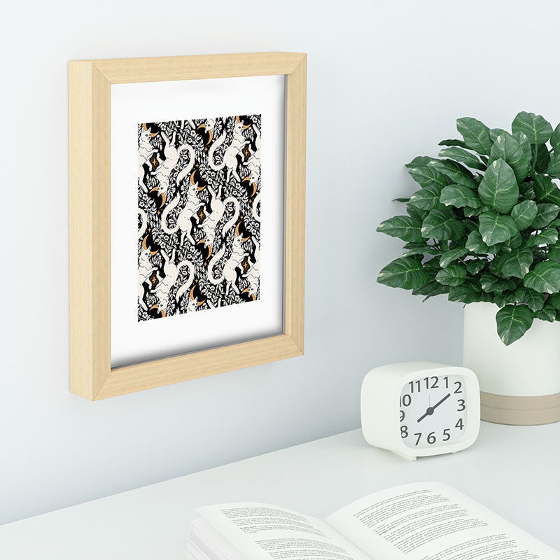Avenie Celestial Cats Gold Recessed Framing Rectangle
