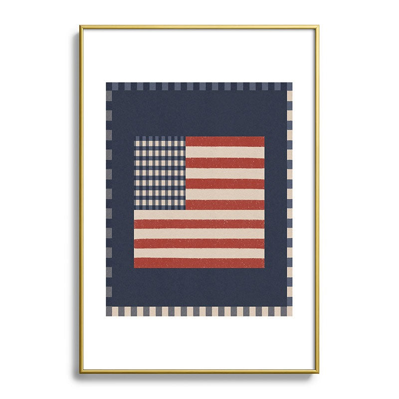 DENY Designs Gingham Flag Metal Framed Art Print
