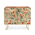 Ninola Design Botanic Retreat Painterly Tropical Flowers Sage Green Credenza