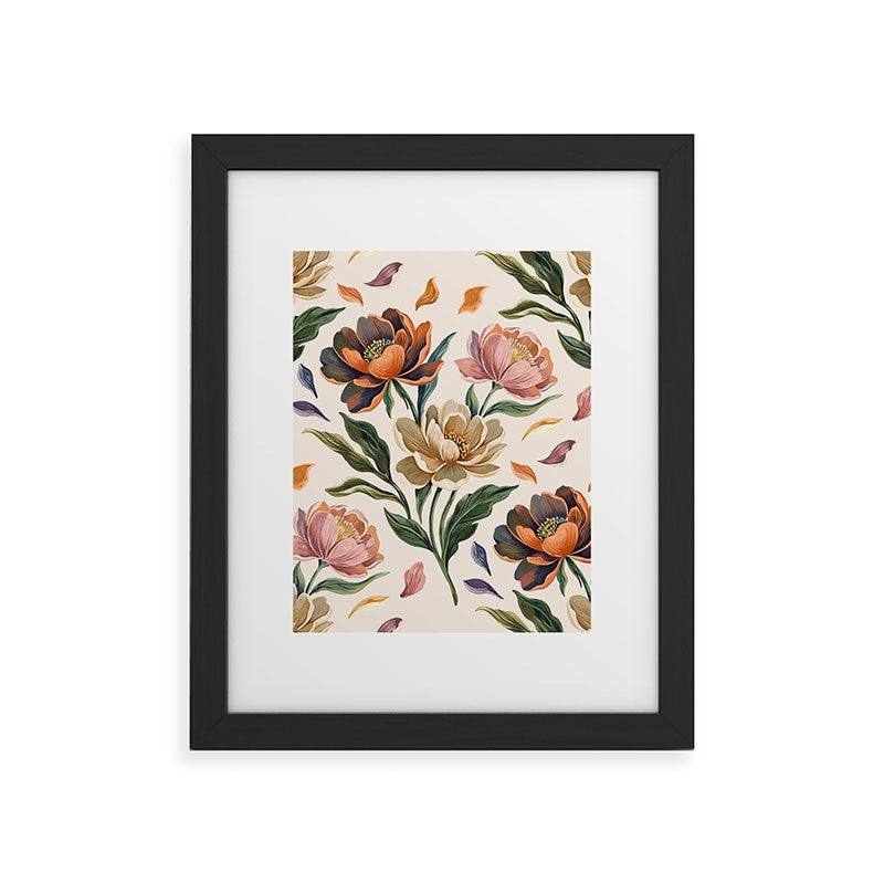 Marta Barragan Camarasa Hand Painted Peony Florals Framed Art Print