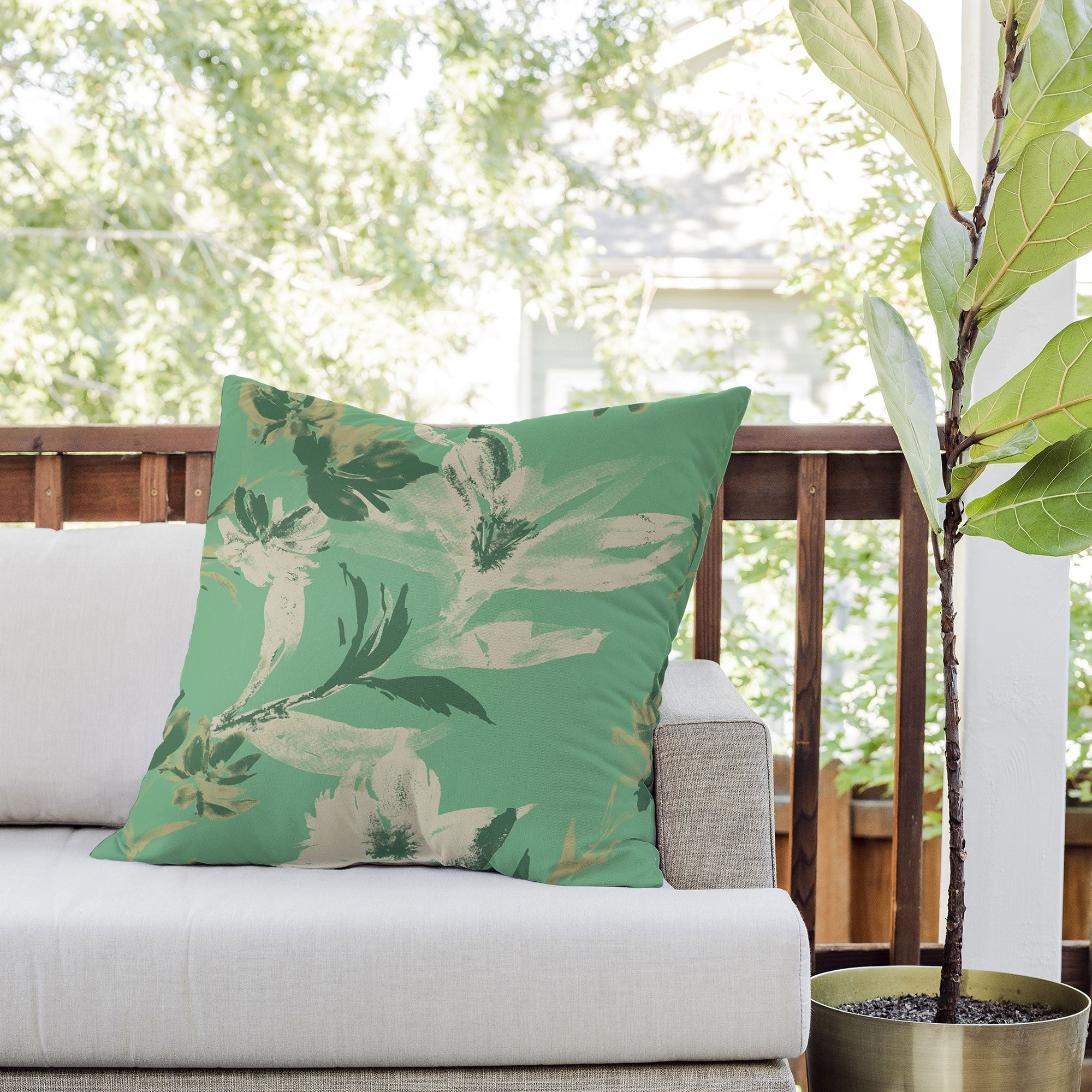 Gabriela Fuente Emma Green Outdoor Throw Pillow