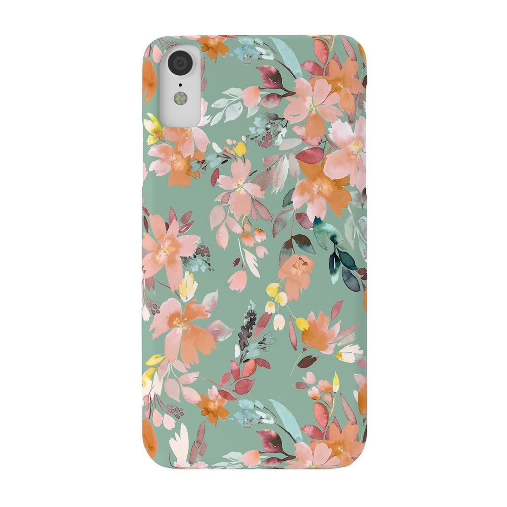 Ninola Design Botanic Retreat Floral Oleander Whimsical Teal Green Phone Case