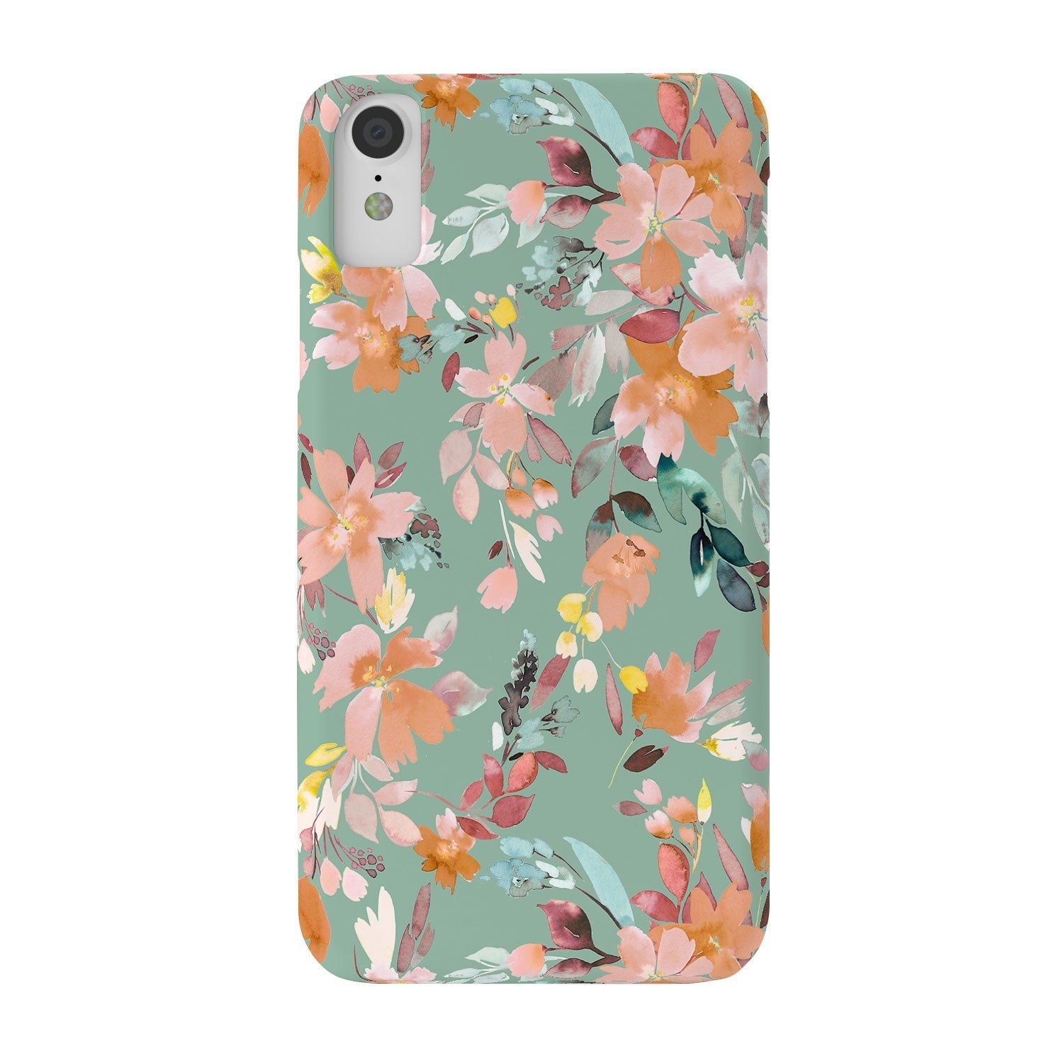 Ninola Design Botanic Retreat Floral Oleander Whimsical Teal Green Phone Case