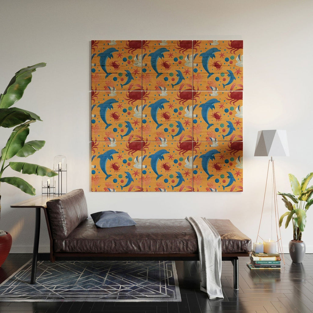 Seta Zakian Sailing Sealife yellow Wood Wall Mural