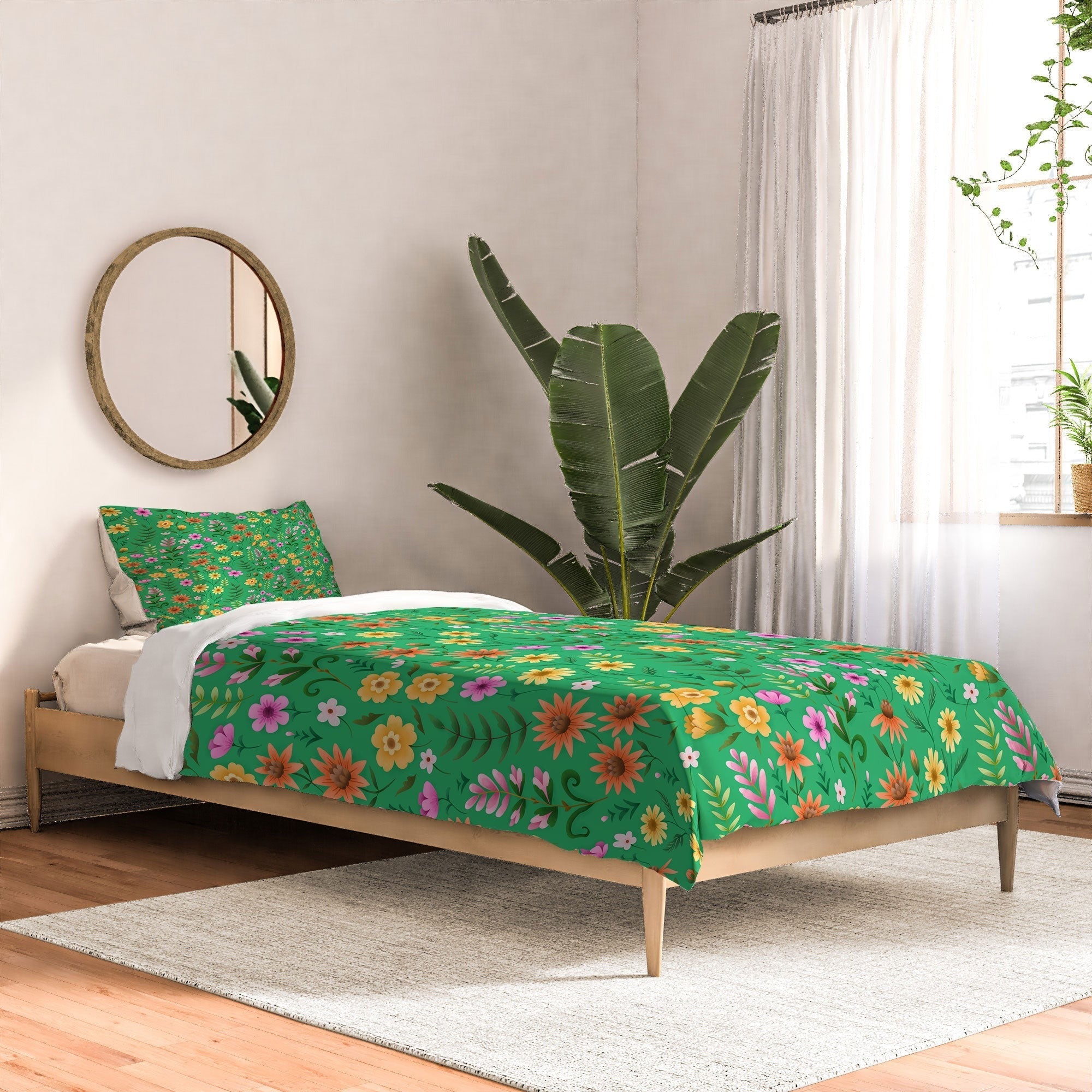Pimlada Phuapradit Ditsy Spring Floral Green Comforter