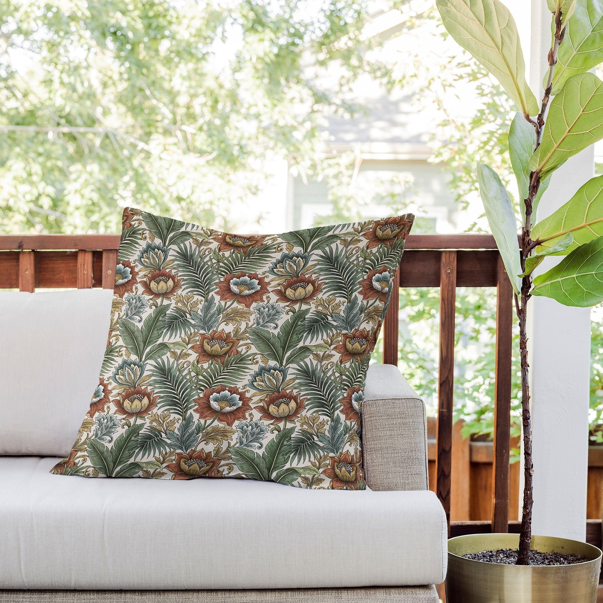 Marta Barragan Camarasa Retro Jungle Garden Outdoor Throw Pillow