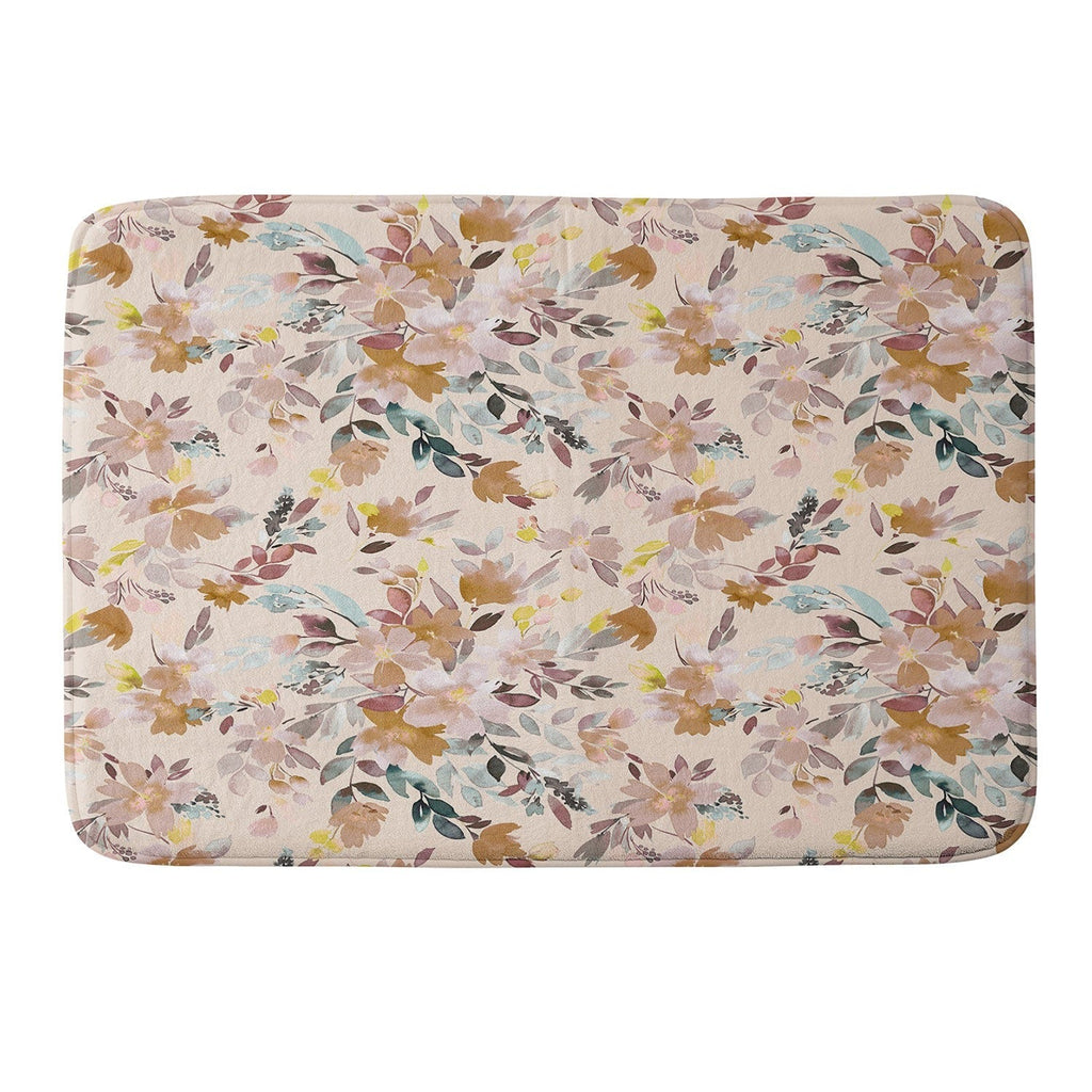 Ninola Design Botanic Retreat Floral Oleander Whimsical Soft Pink Memory Foam Bath Mat