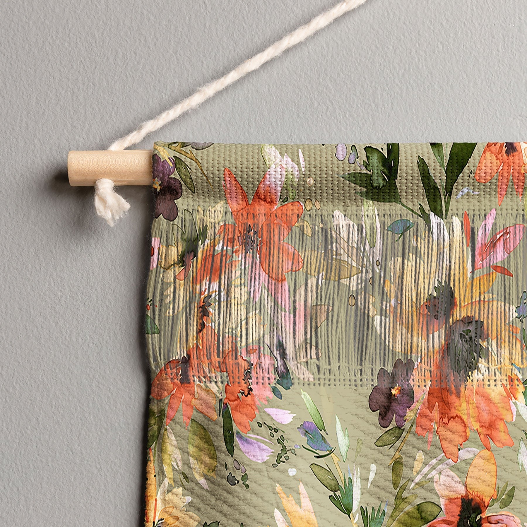 Ninola Design Botanic Retreat Painterly Tropical Flowers Sage Green Wall Hanging Portrait