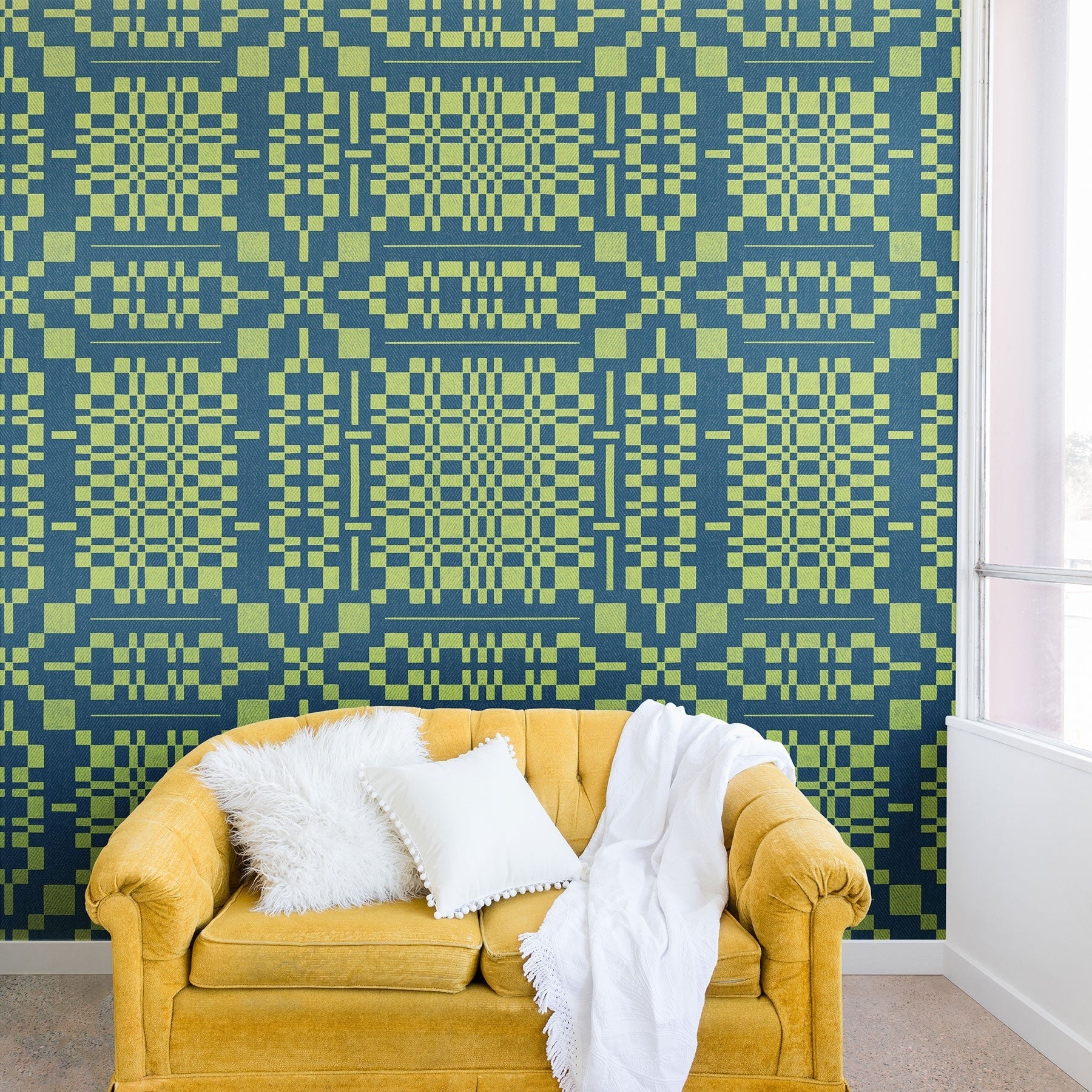 Marta Barragan Camarasa Nostalgic Grid Design Wall Mural