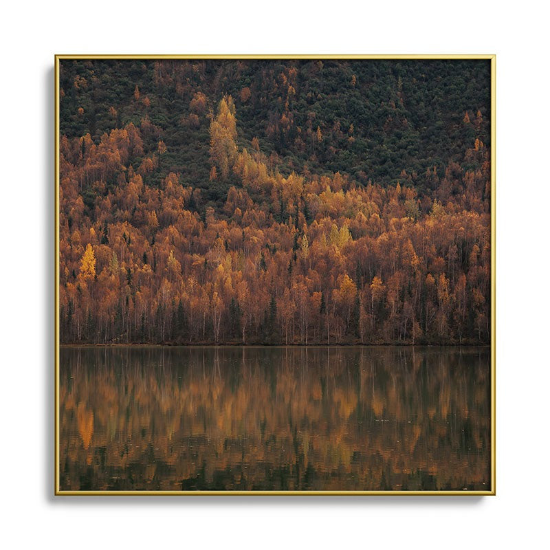 Hannah Kemp Fall Lake Square Metal Framed Art Print