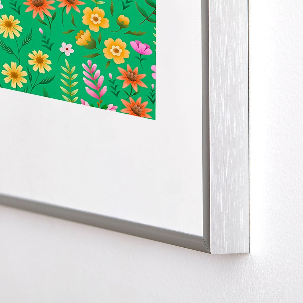 Pimlada Phuapradit Ditsy Spring Floral Green Metal Framed Art Print