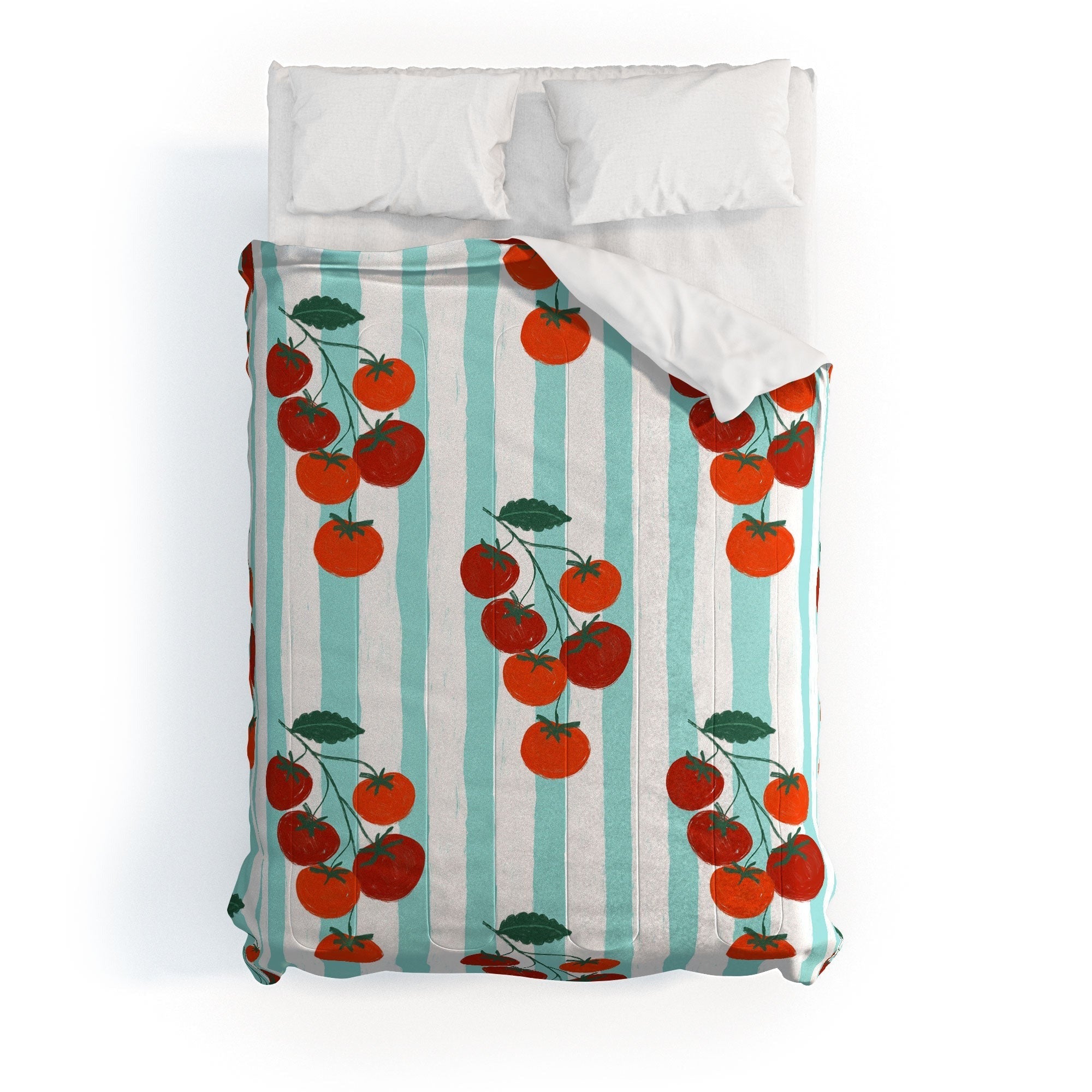 Design by Spark Zesty Tomatoes and Stripes Comforter