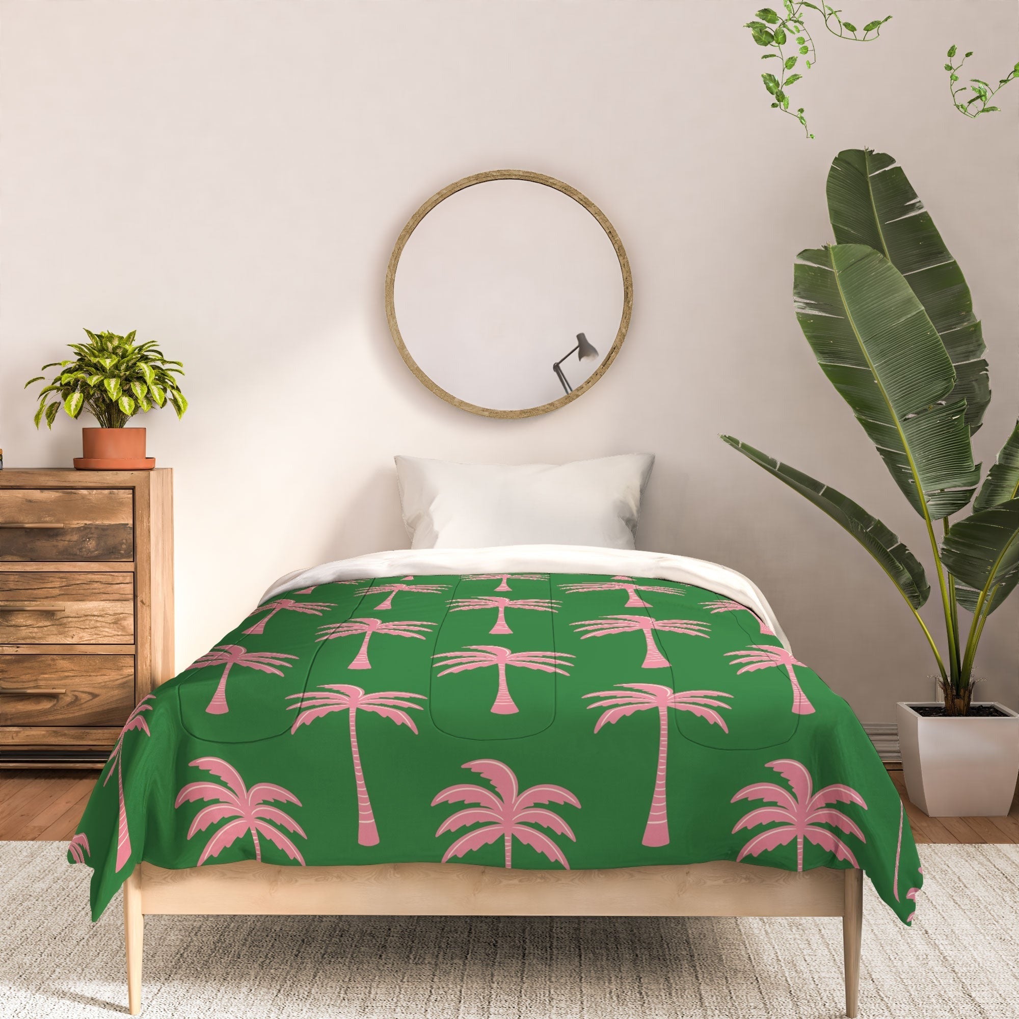 Design by Spark Pink Palm Tree Oasis Comforter