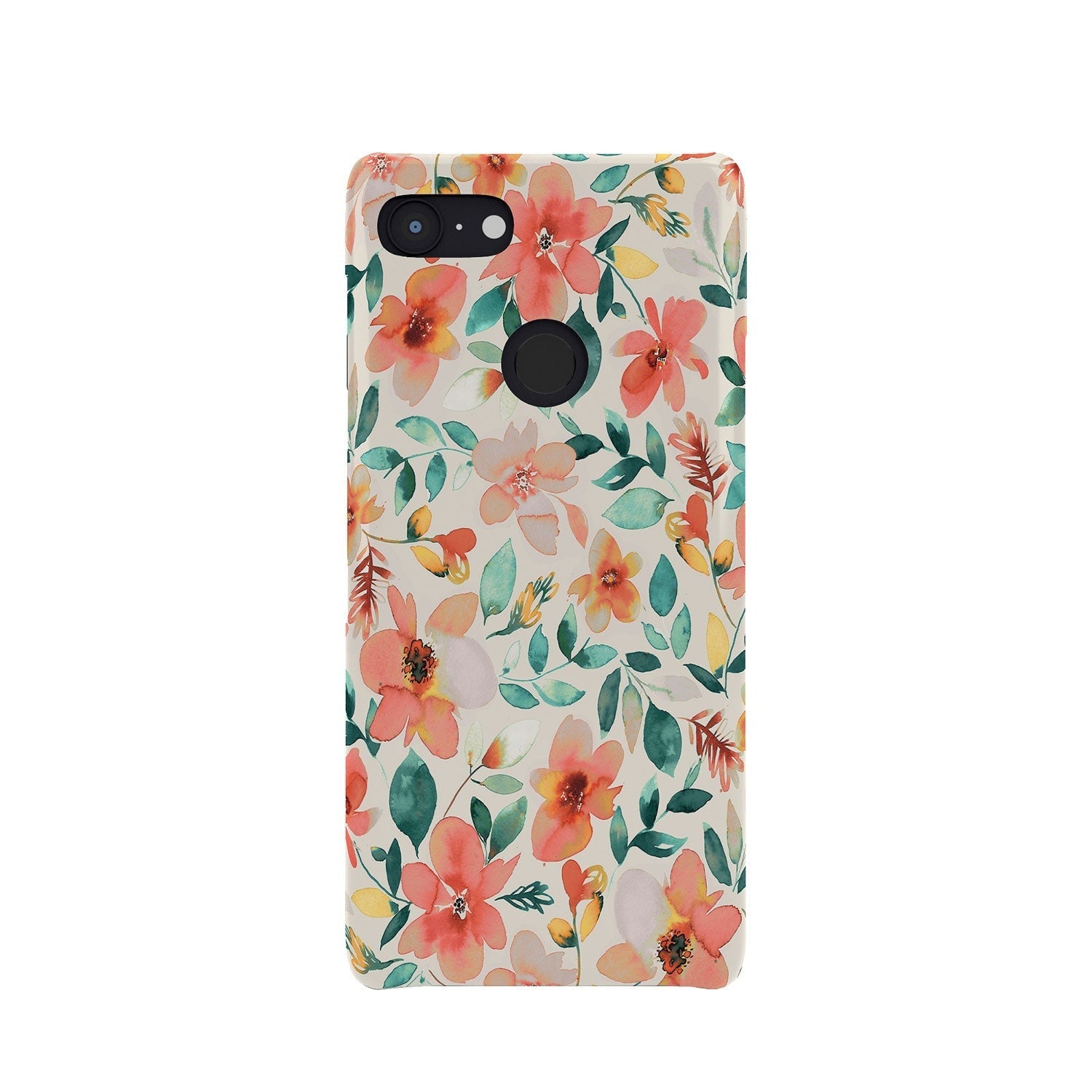 Ninola Design Botanic Retreat Tropical Whimsical Flowers Coral Green Phone Case