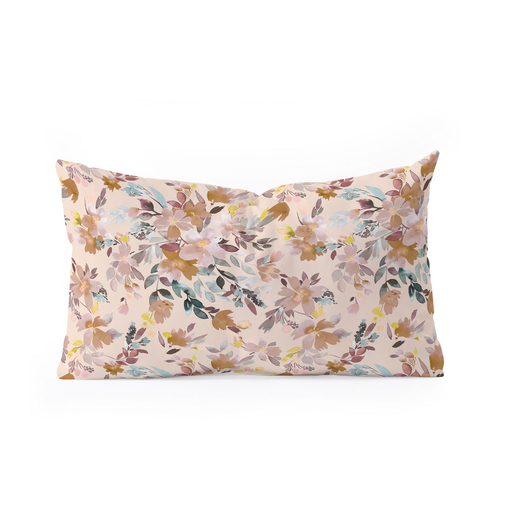Ninola Design Botanic Retreat Floral Oleander Whimsical Soft Pink Oblong Throw Pillow