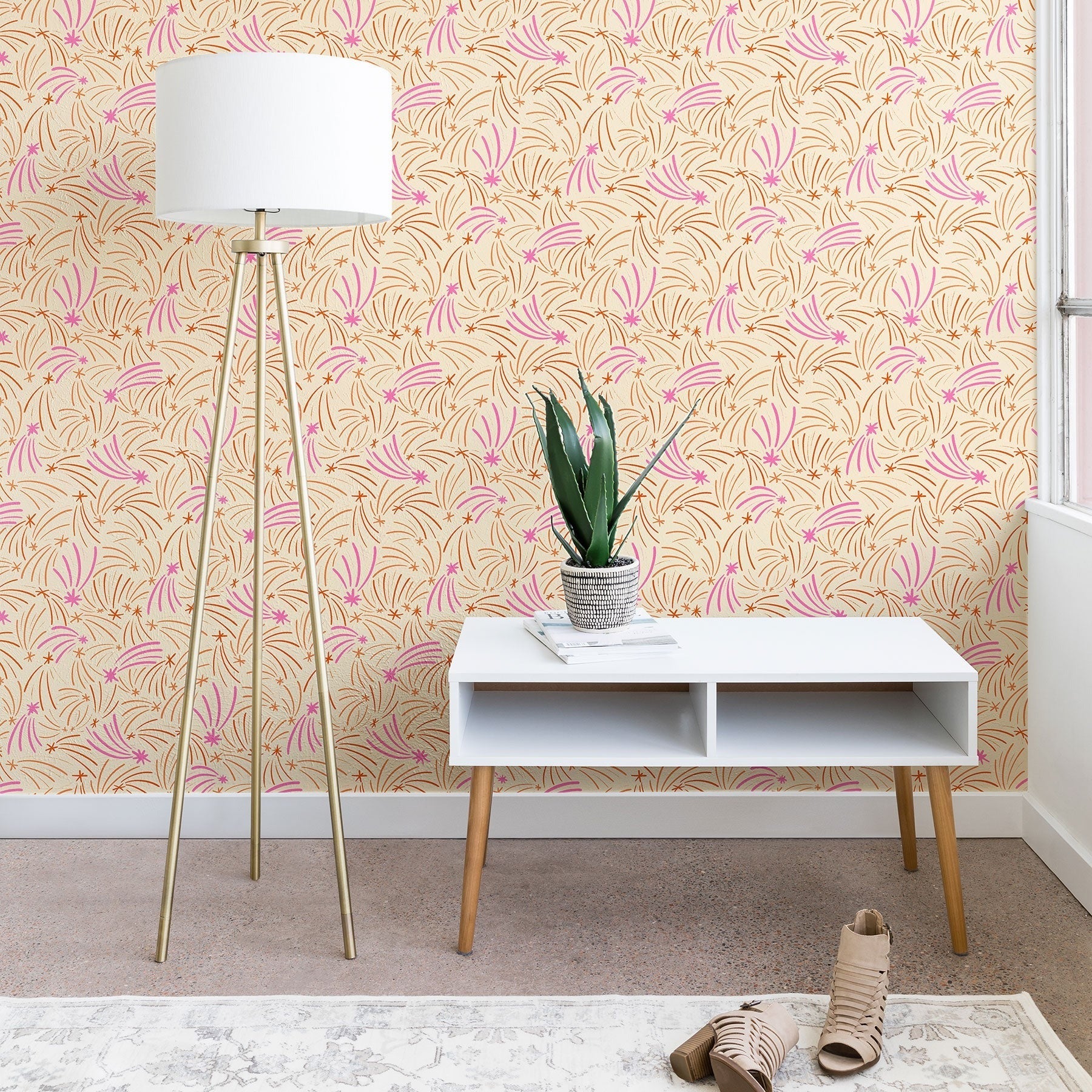 Little Om Pattern Shooting Stars cream Wallpaper