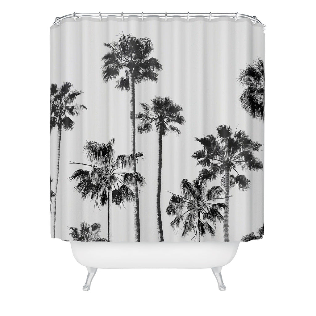 Gal Design Black And White Palms Shower Curtain