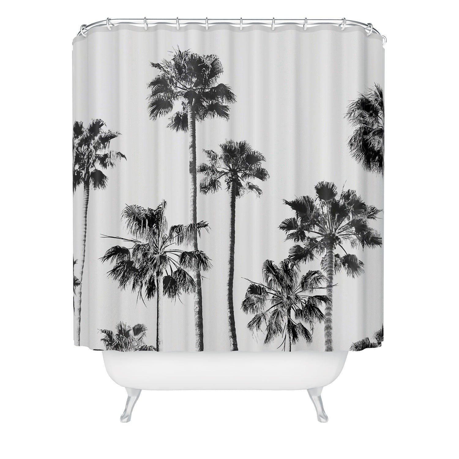 Gal Design Black And White Palms Shower Curtain