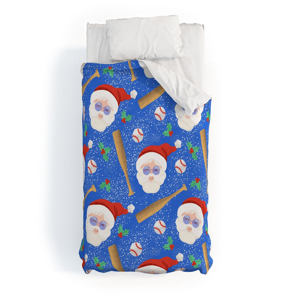 Design by Spark Sporty Baseball Santa Duvet Cover