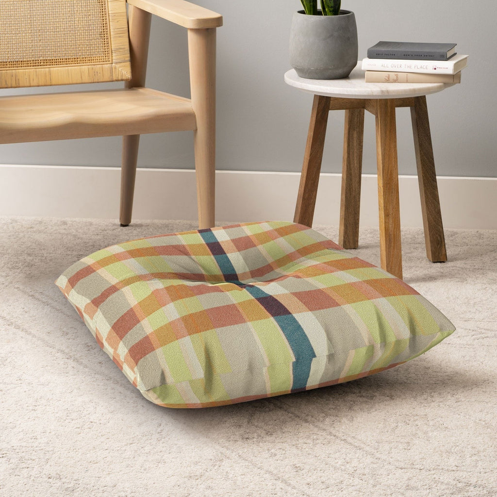 Marta Barragan Camarasa Retro Picnic Plaid Warm Tones Floor Pillow Square