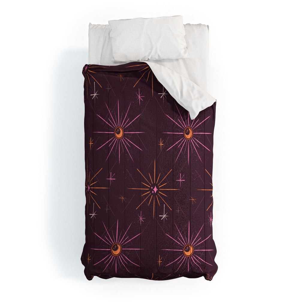Little Om Pattern Little Moon plum Comforter