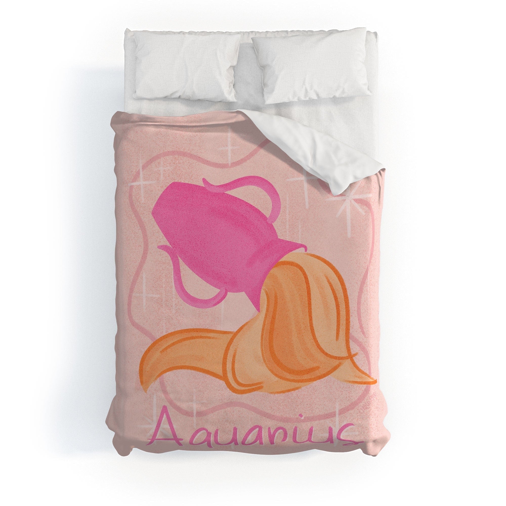 Little Om Zodiac Sign Aquarius Duvet Cover