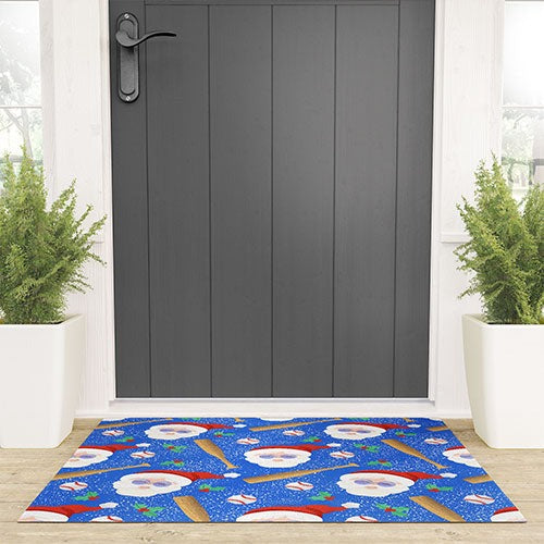 Design by Spark Sporty Baseball Santa Welcome Mat