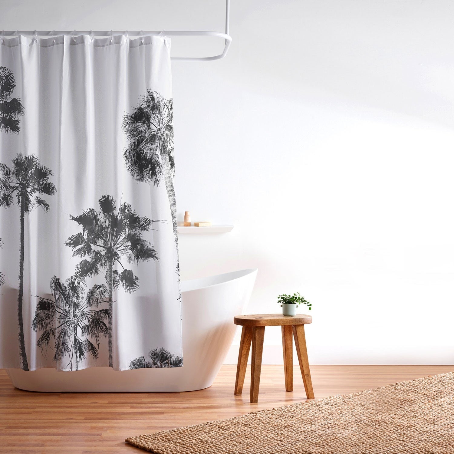 Gal Design Black And White Palms Shower Curtain