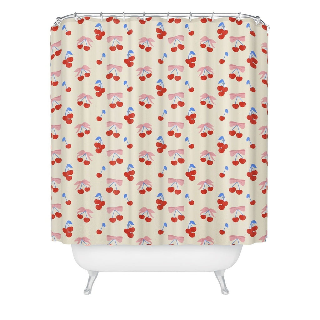 Design by Spark Cherries And Ribbons Shower Curtain